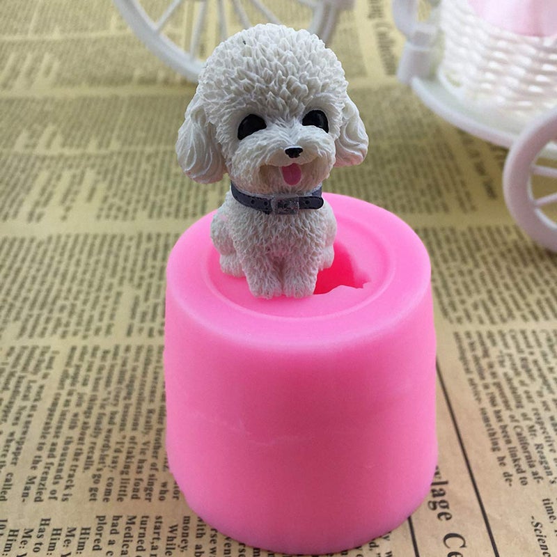 HiParty 2 Pack Small 3D Puppy Dog Silicone Candle Molds, Cute Pomeranian & Poodle Chocolate Candy Fondant Mold Cake Decorating Tool Poodle Making Candle Soap Resin Plaster Crayon Wax Melt Mold - Image 5